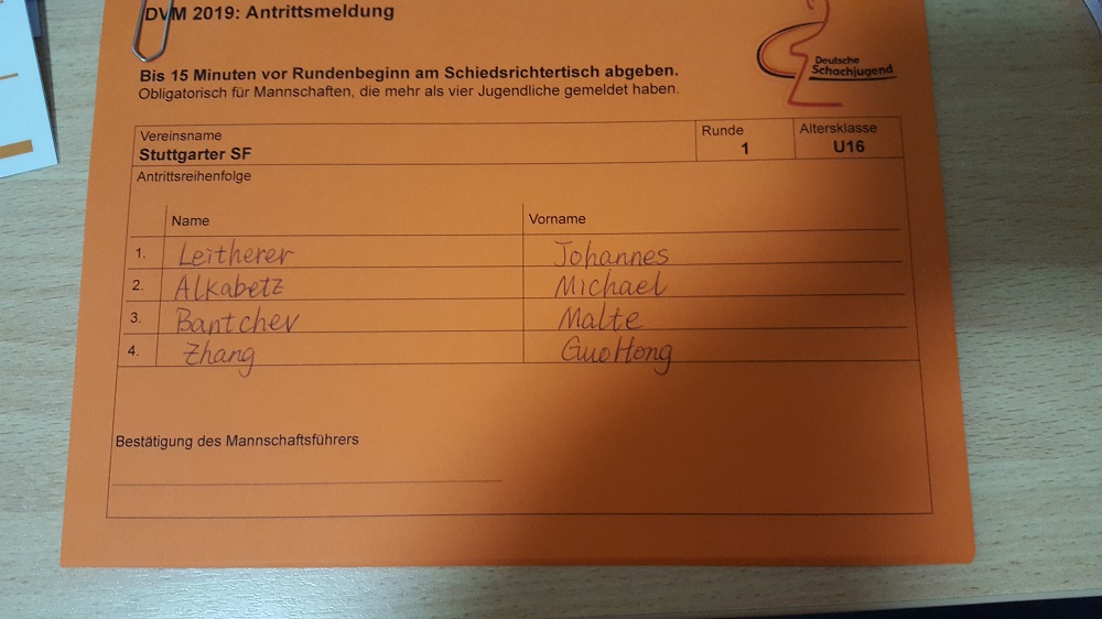 Mannschaftsmeldung